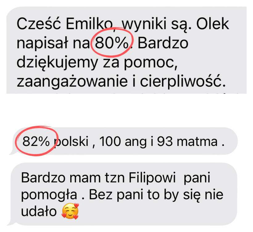 Opinia rodzica — wynik na egzaminie ósmoklasisty z polskiego