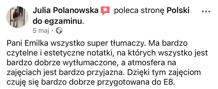 Opinia kursanta o przygotowaniu do E8